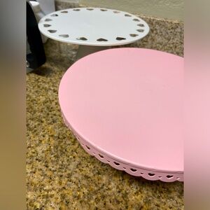 Pink and White Hearts Cake/Cupcake Stand